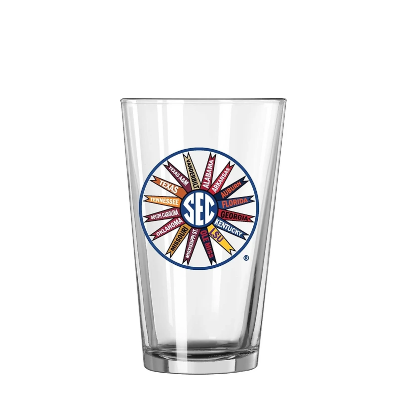 SEC Pinwheel 16oz Pint Glass
