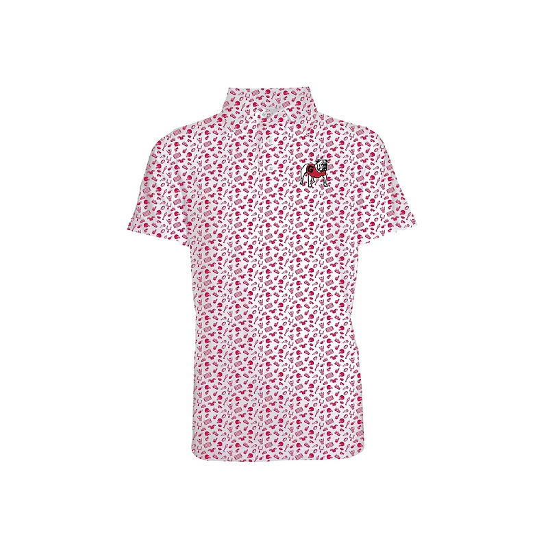 Toddler UGA Scattered Print Polo Red