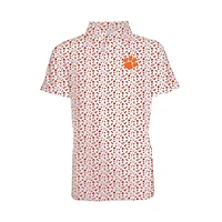 Youth Clemson Scattered Print Polo Orange