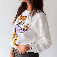 Women's Clemson Mascot Chenille Patch Crewneck Sweatshirt