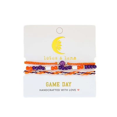 Game Day Bracelet Stack in Orange and Purple