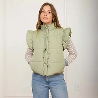 Bow Front Vest Light Olive