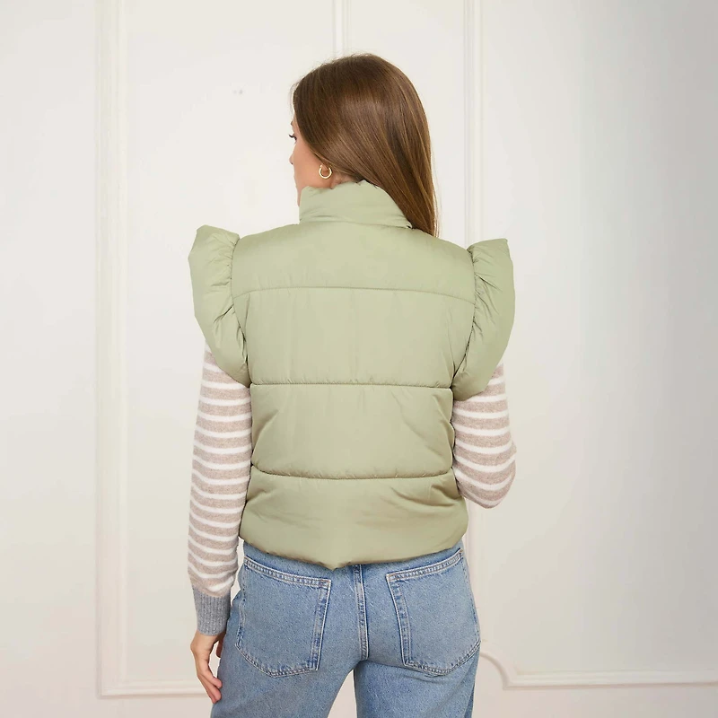 Bow Front Vest Light Olive