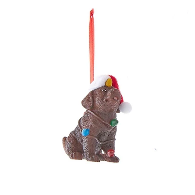 Chocolate Lab Puppy in Lights Ornament