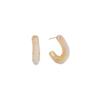 Small White Tortoise Hoop Earrings