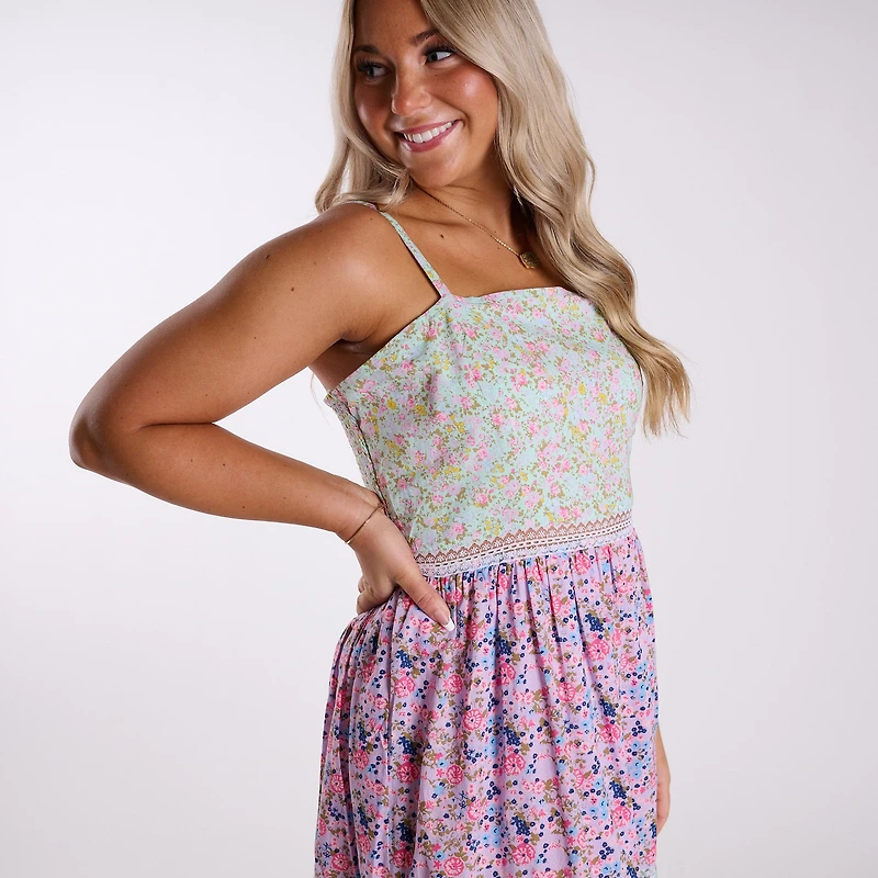 Multi Floral Sleeveless Maxi Dress
