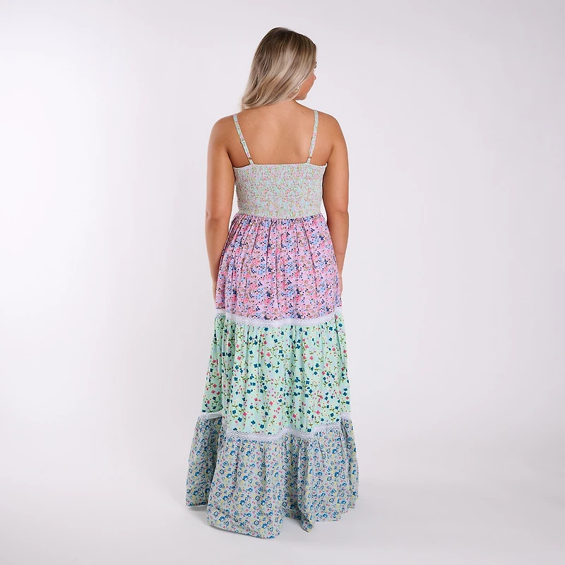 Multi Floral Sleeveless Maxi Dress