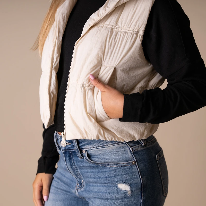 Ruched Cropped Vest Ivory