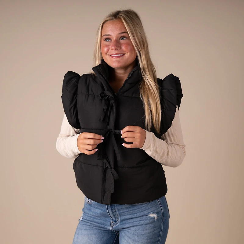Bow Front Vest Black