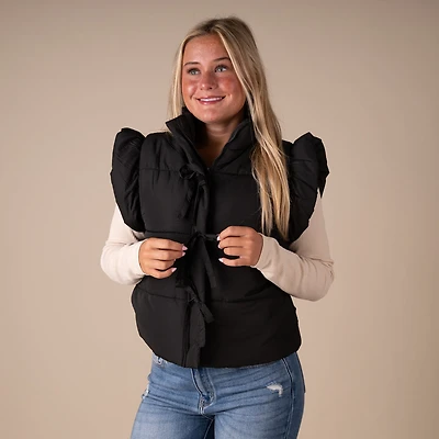 Bow Front Vest Black