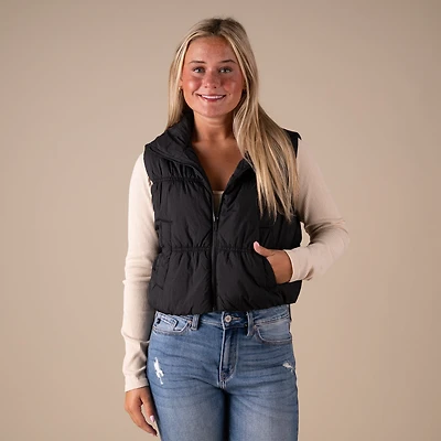 Ruched Cropped Vest Black