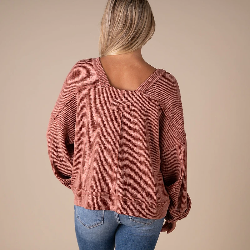 Women's Square Back Long Sleeve Top