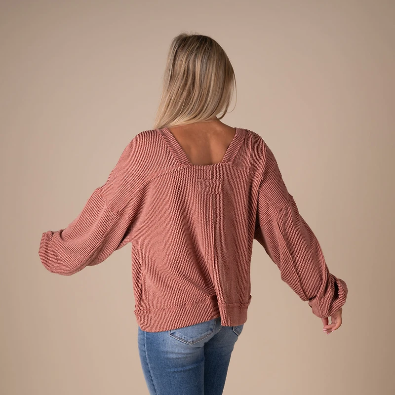 Women's Square Back Long Sleeve Top