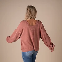 Women's Square Back Long Sleeve Top