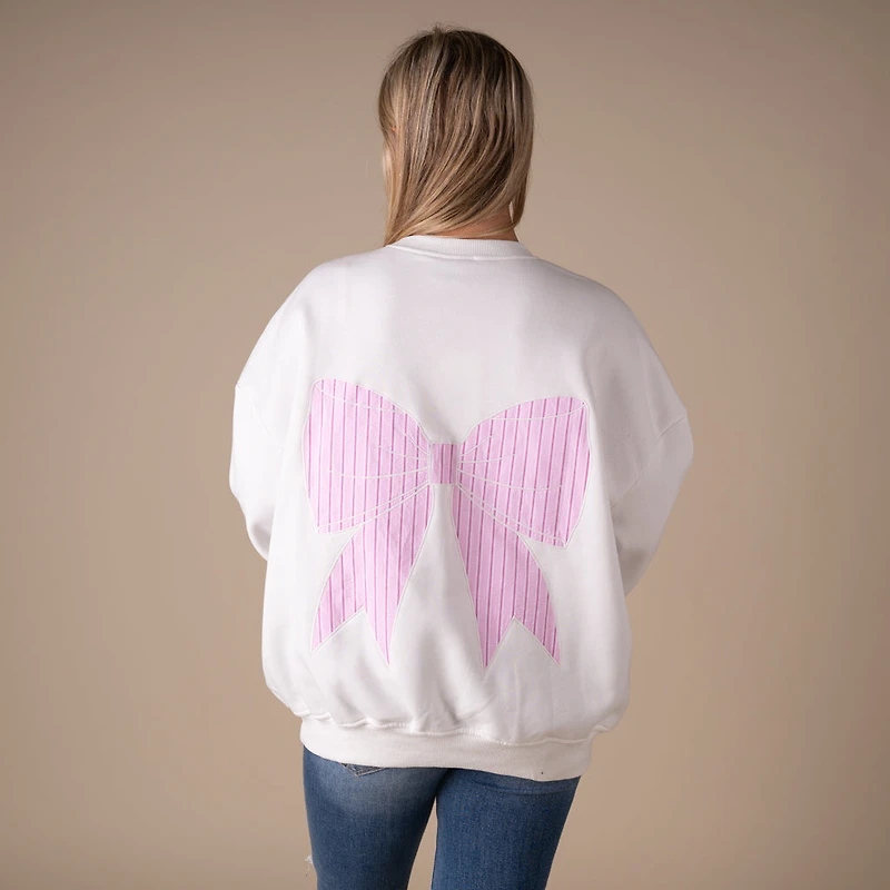 Women's Bow Patch Crewneck Sweatshirt Pink