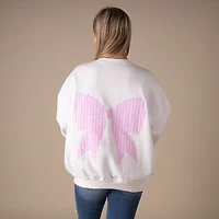 Women's Bow Patch Crewneck Sweatshirt Pink