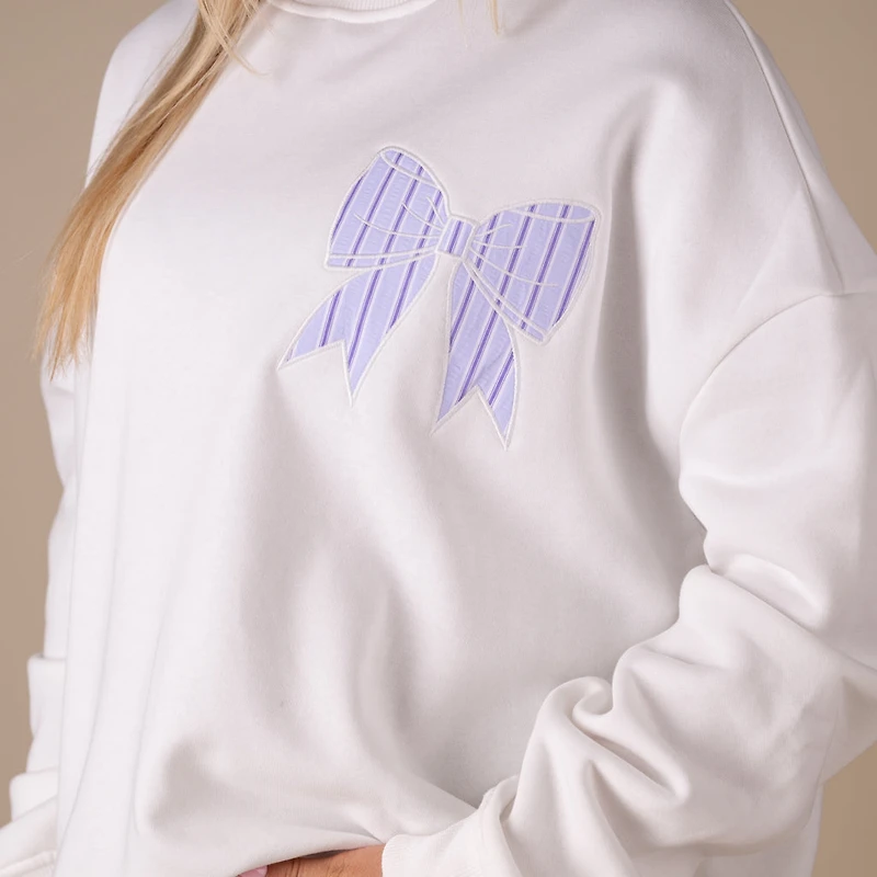 Women's Bow Patch Crewneck Sweatshirt Periwinkle