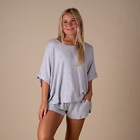 Oversized Hacci Short Sleeve Lounge Top