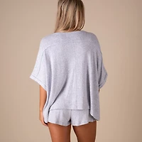 Oversized Hacci Short Sleeve Lounge Top