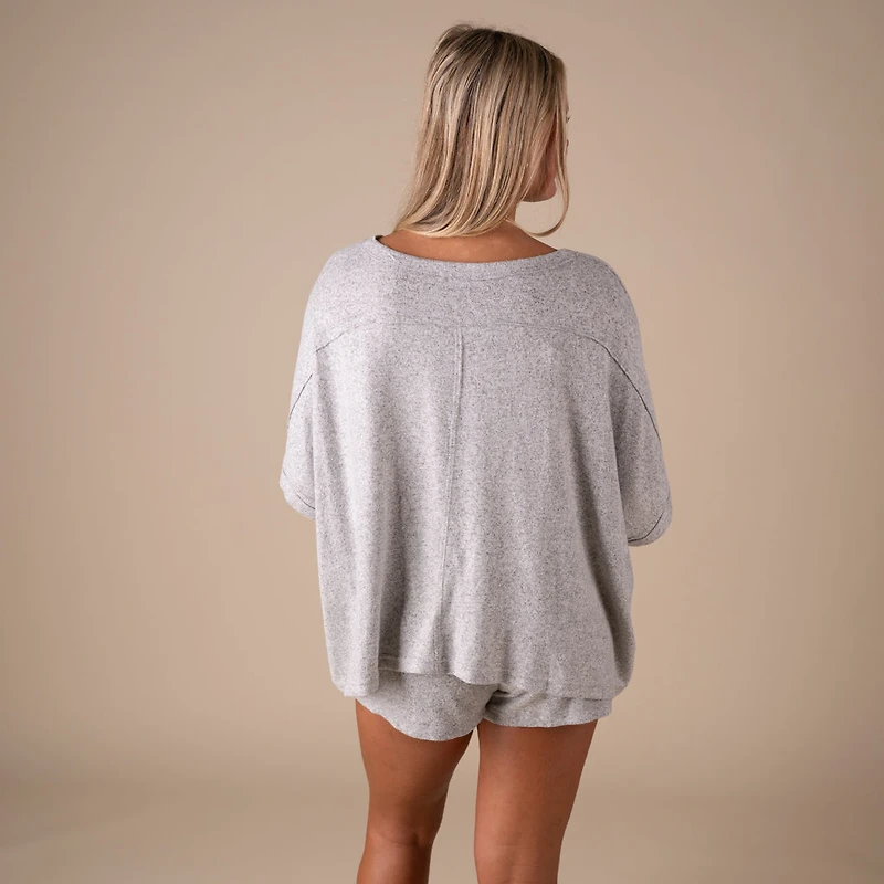 Oversized Hacci Short Sleeve Lounge Top