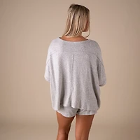Oversized Hacci Short Sleeve Lounge Top