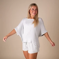 Oversized Hacci Short Sleeve Lounge Top