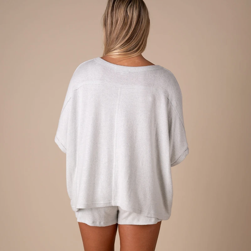 Oversized Hacci Short Sleeve Lounge Top