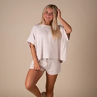 Oversized Hacci Short Sleeve Lounge Top