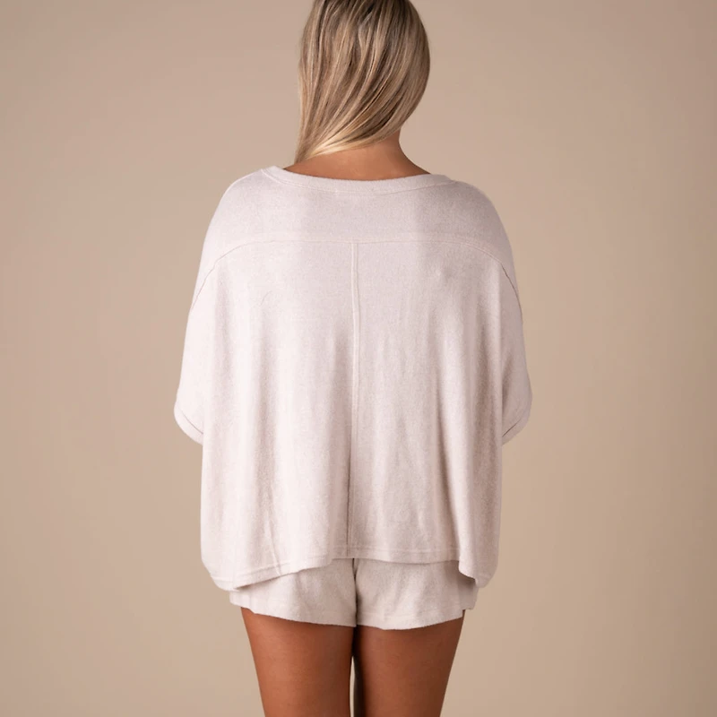 Oversized Hacci Short Sleeve Lounge Top