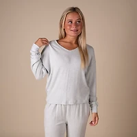 V-Neck Hacci Long Sleeve Lounge Top
