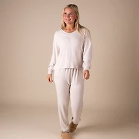 V-Neck Hacci Long Sleeve Lounge Top