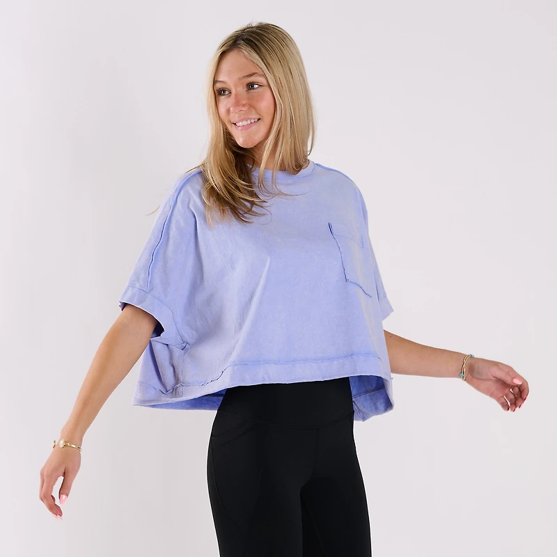 Oversized Boxy Pocket Cropped Shirt
