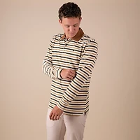 Men's Rugby Long Sleeve Polo Yellow Stripes