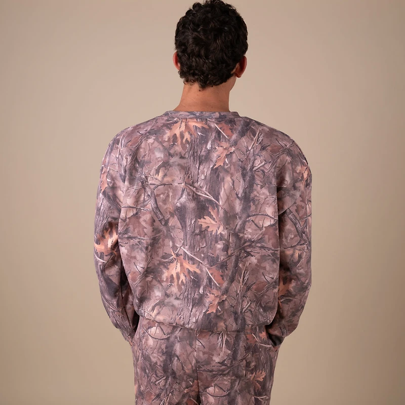 Men's Crewneck Sweatshirt Washed Camo