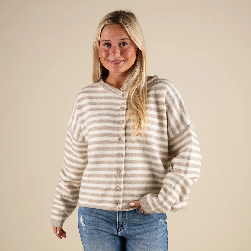 Super Soft Striped Cardigan Sweater
