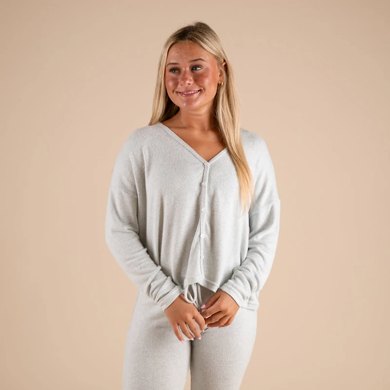 Henley Hacci Long Sleeve Lounge Top