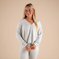 Henley Hacci Long Sleeve Lounge Top
