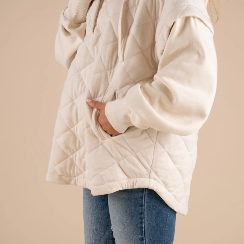 Quilted Knit Hooded Jacket