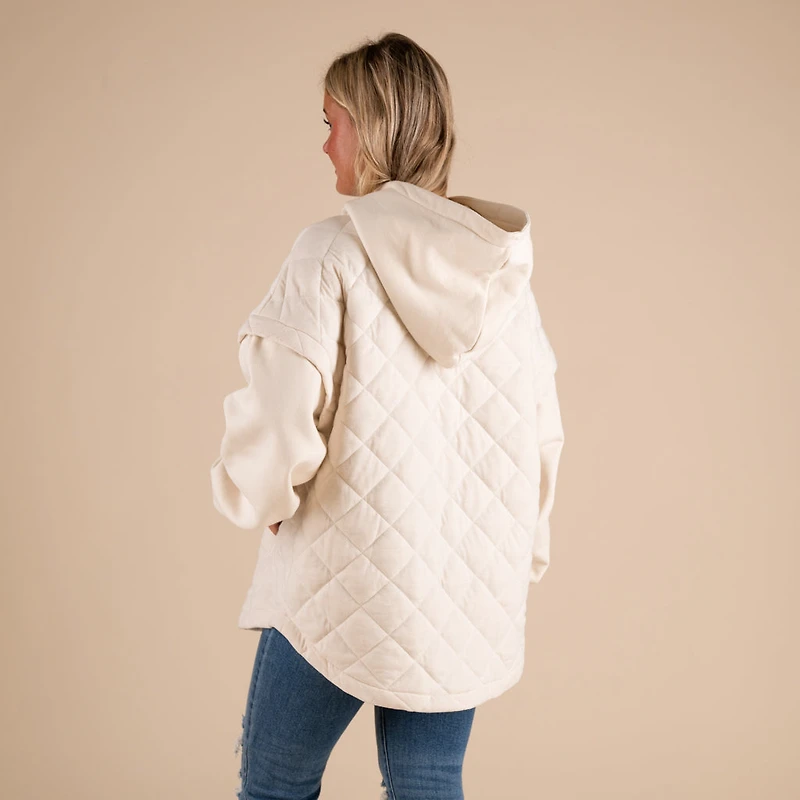 Quilted Knit Hooded Jacket