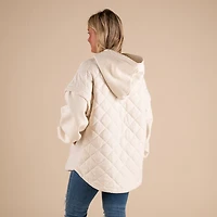 Quilted Knit Hooded Jacket