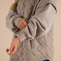 Quilted Knit Hooded Jacket