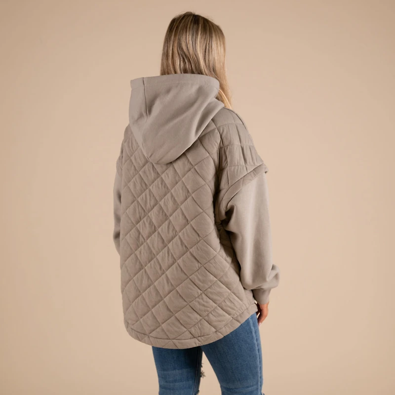 Quilted Knit Hooded Jacket