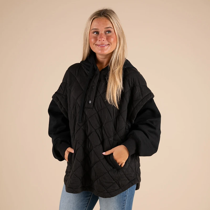 Quilted Knit Hooded Jacket