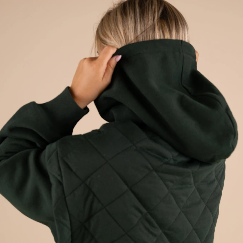 Quilted Knit Hooded Jacket