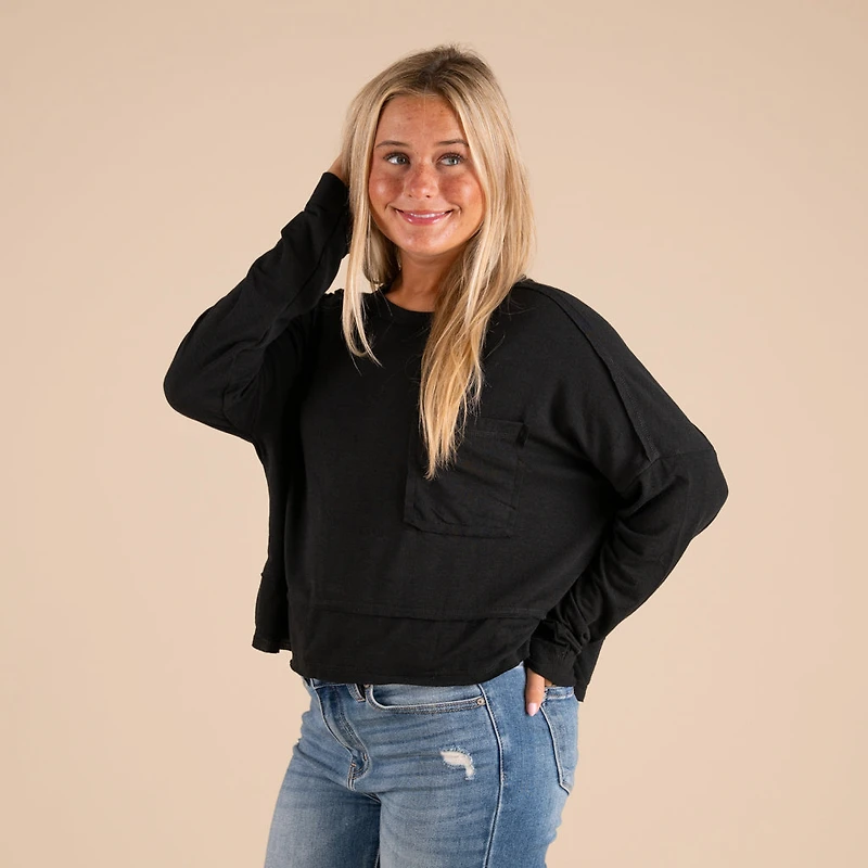 Long Sleeve Relaxed Pocket Top