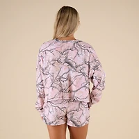 Women's Woodlands Pink Camo Long Sleeve Henley