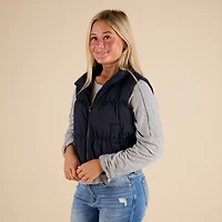 Ruched Cropped Vest Navy