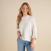 Exposed Seam Mock Neck Sweater