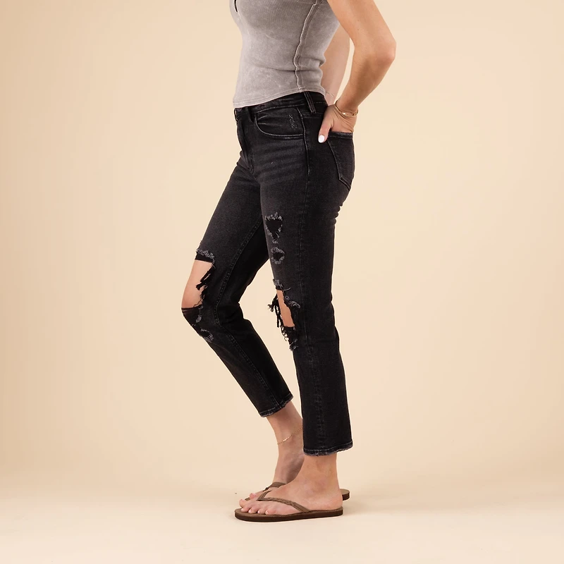 The Distressed Knee Straight Jeans