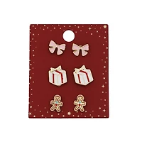 Pink Bow 3 Piece Earring Set